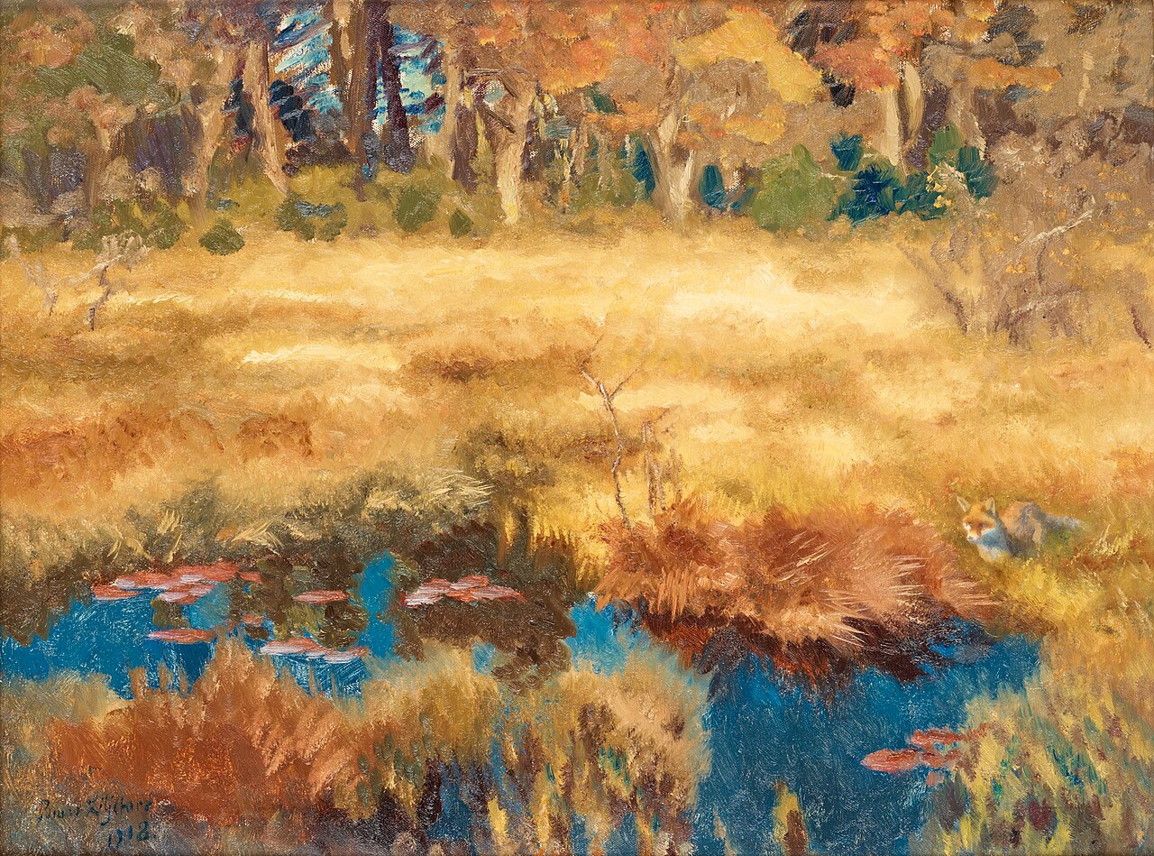 Autumn landscape with fox von Bruno Liljefors