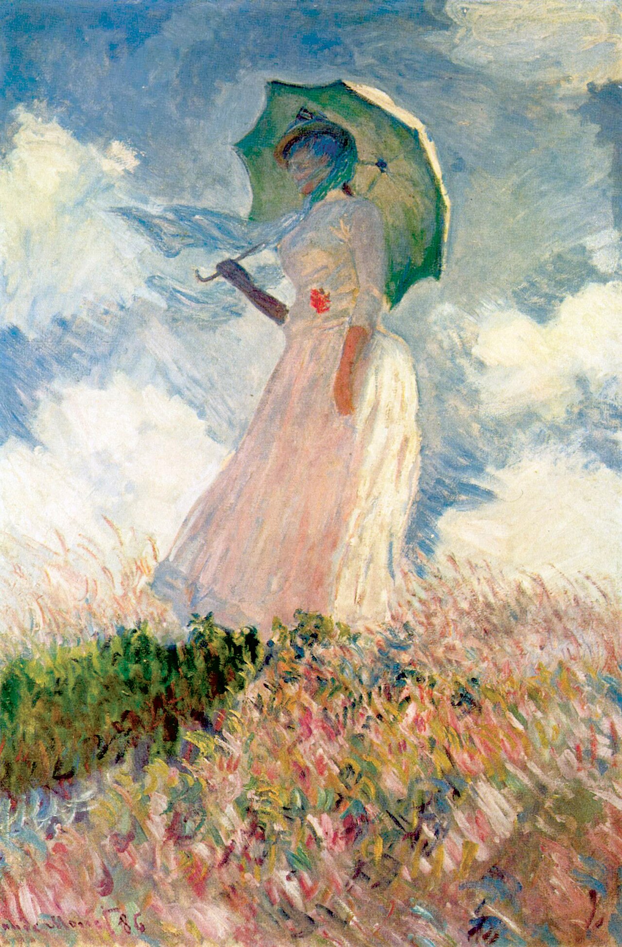 Study of a Figure Outdoors: Woman with a Parasol, facing left von Claude Monet