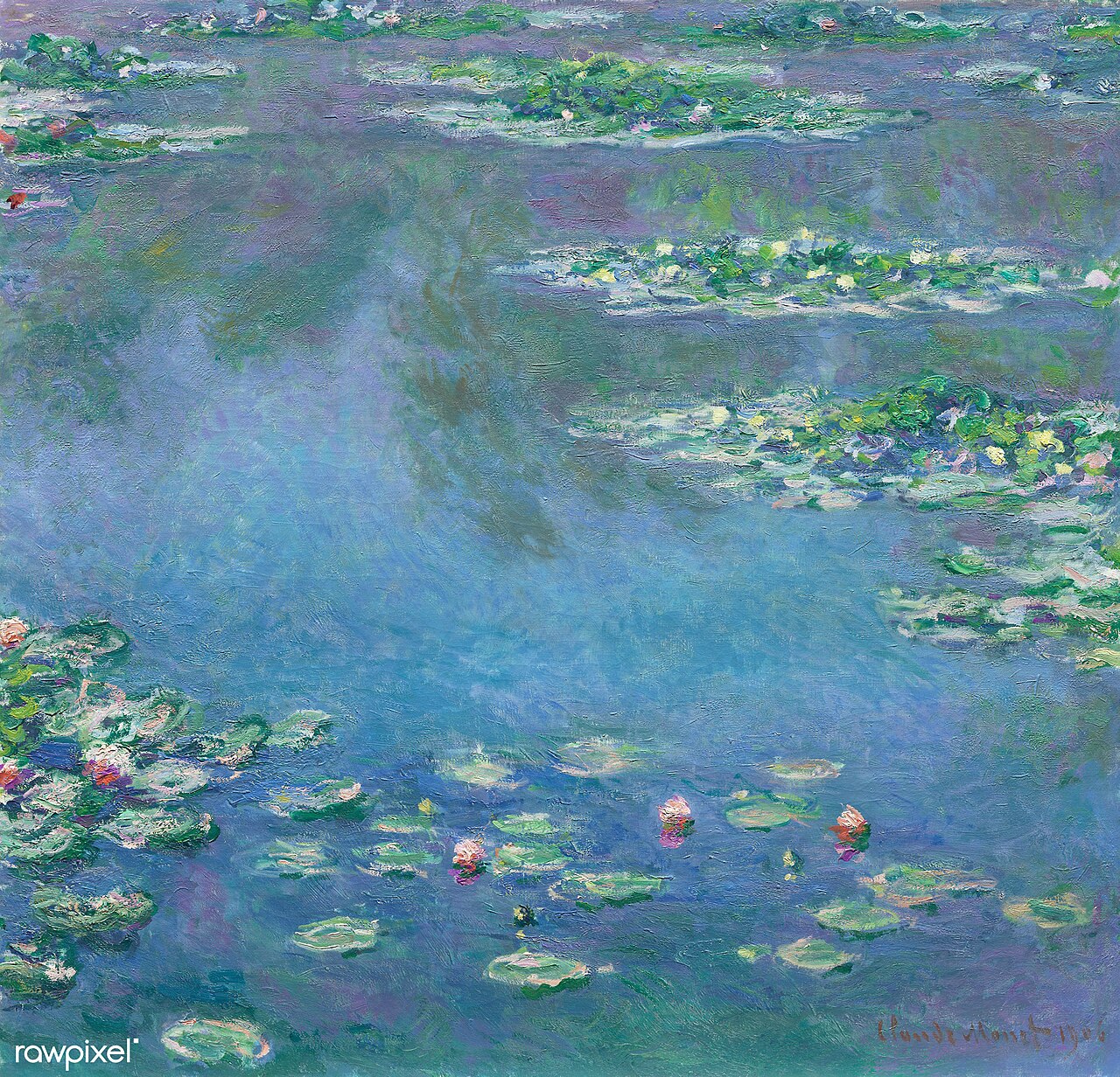 Monet Water Lilies painting von Rawpixel Ltd