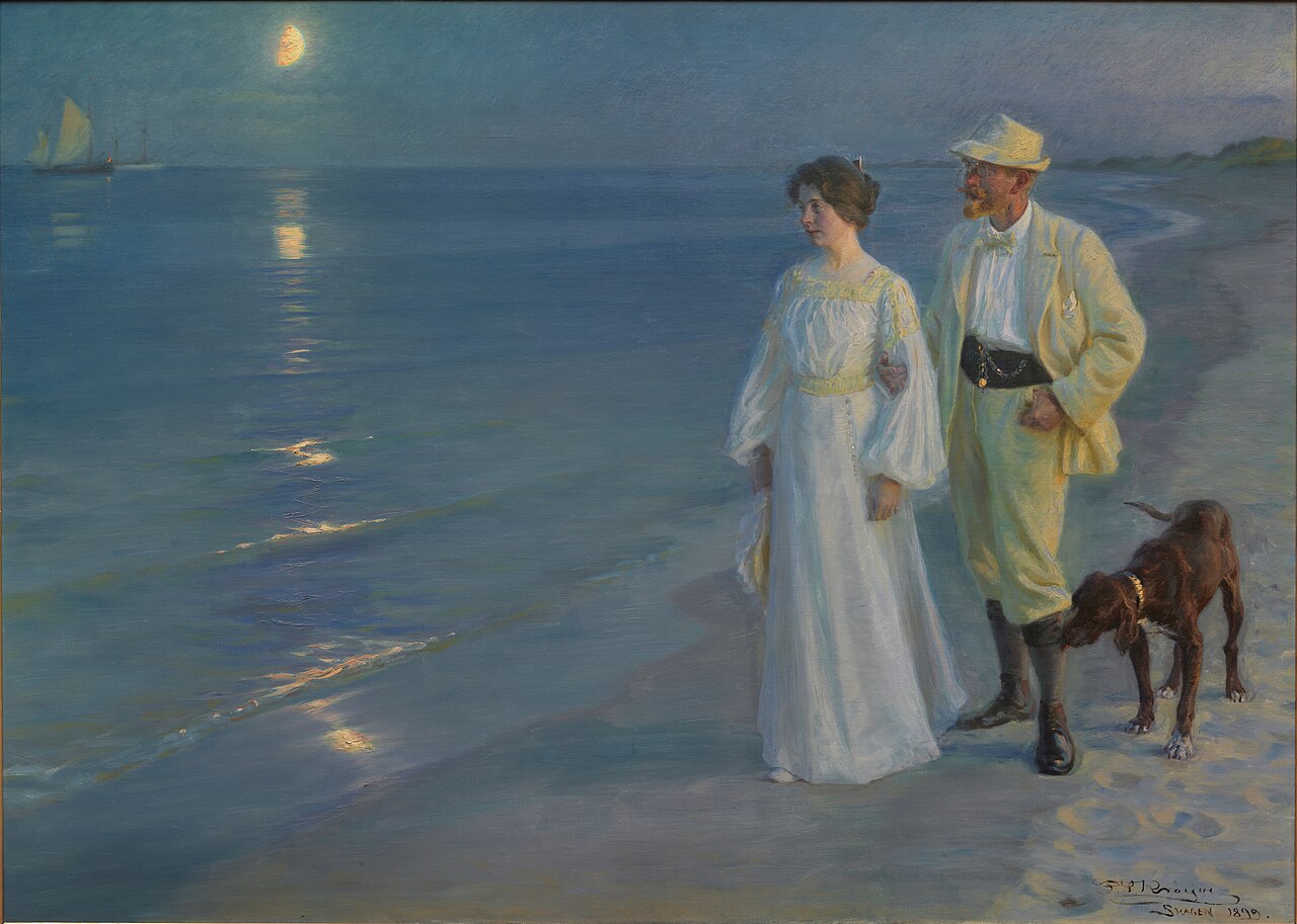 Summer Evening at Skagen beach. The artist and his wife. (Soir d'été sur la plage de Skagens), représentant l'artiste et sa femme. von Peder Severin Krøyer