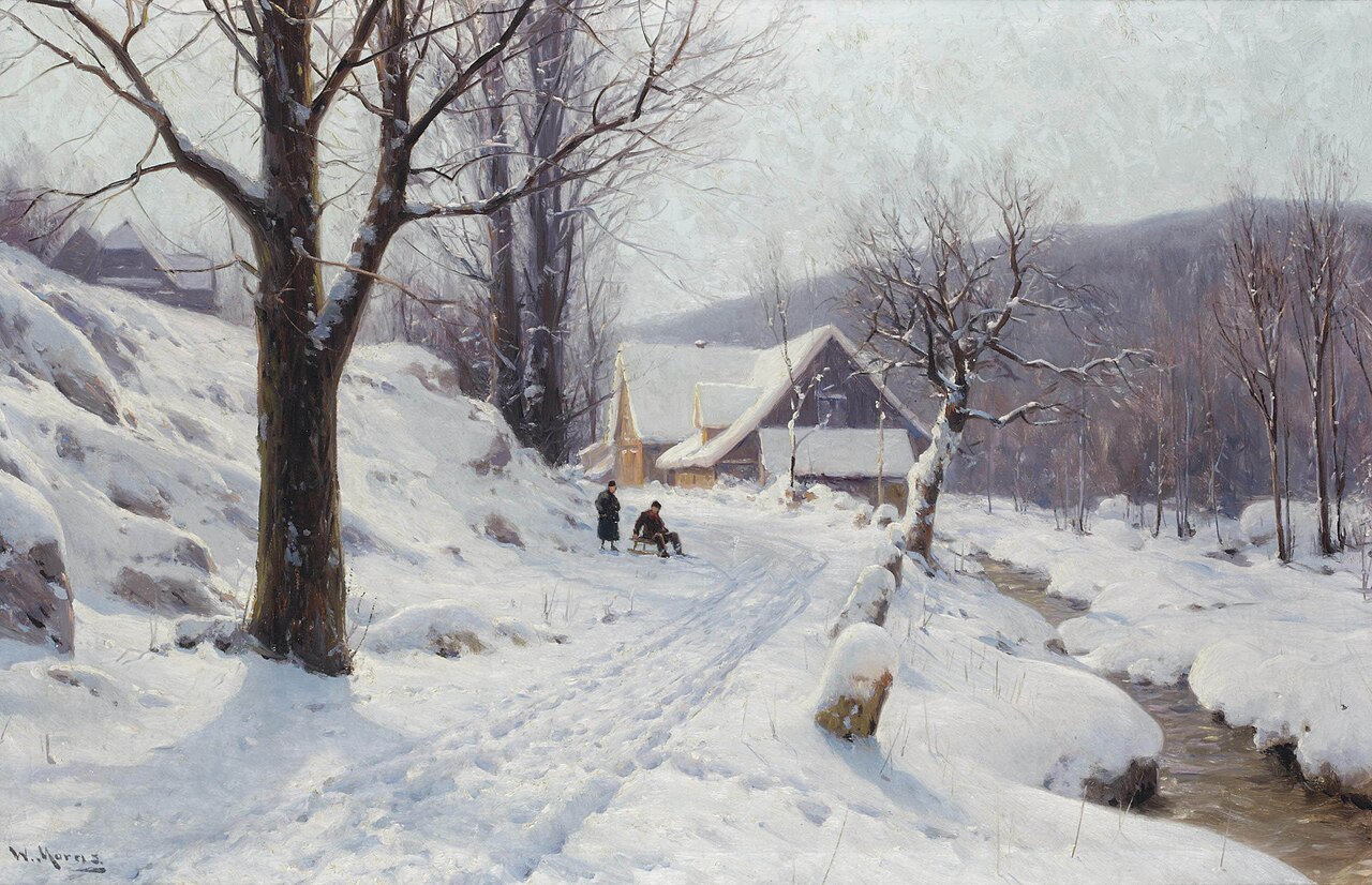 Sleigh ride on a sunny winters day von Walter Moras