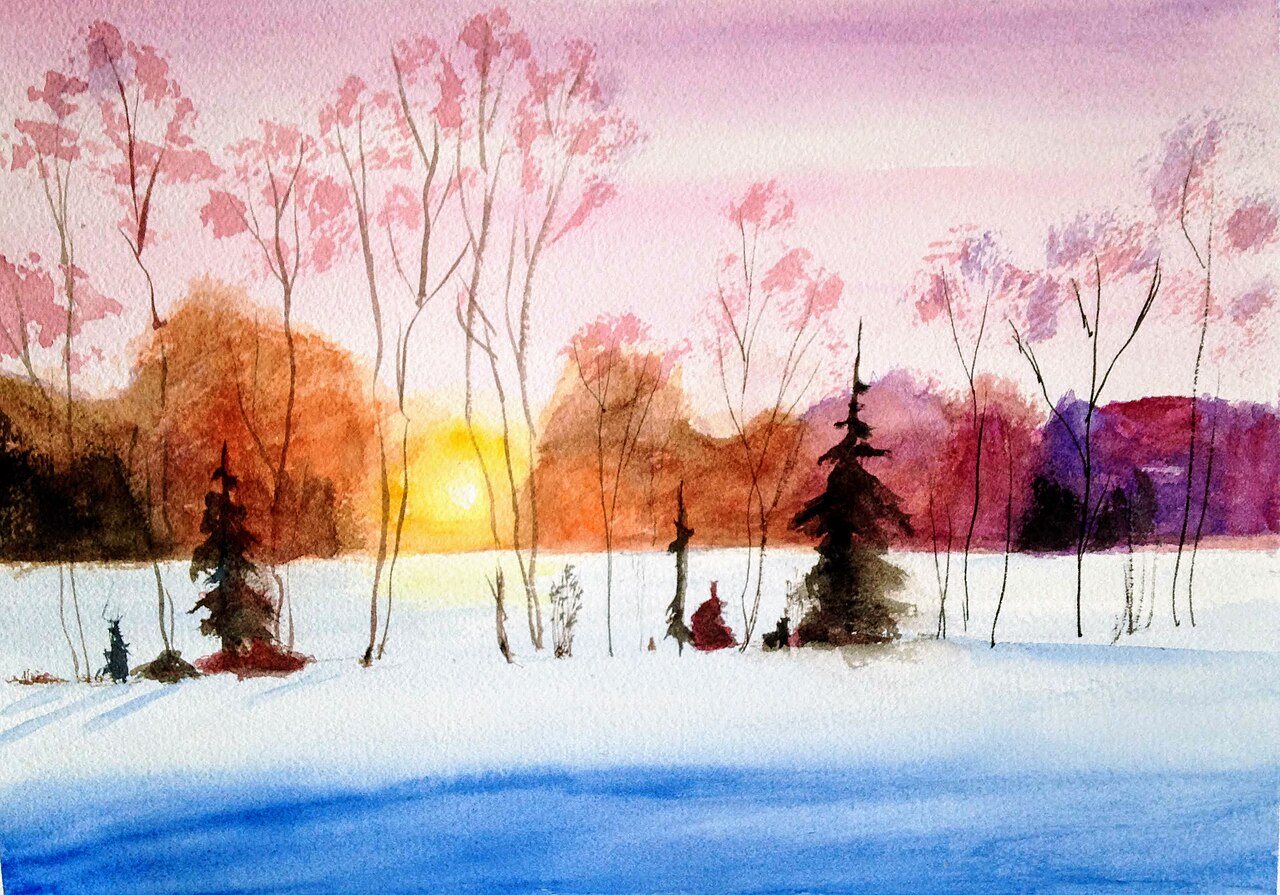 Winter sunset with trees and snow -- 24 of 33 von Maritess Sulcer